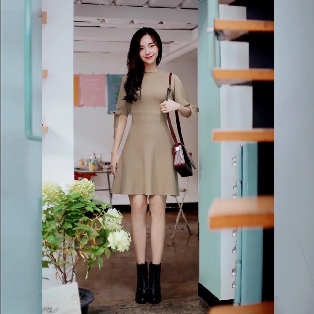 Knit cold shoulder dress